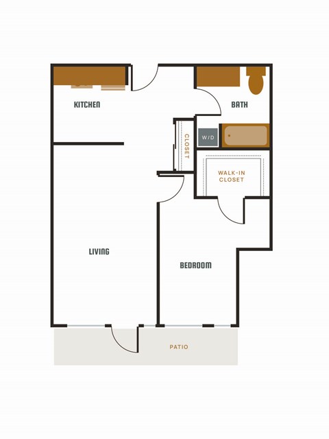 Floor plan for 1 bed, 1 bath, 778 sqft